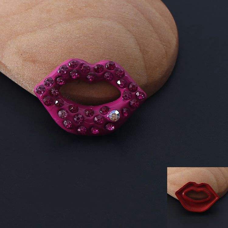 Diamond-encrusted Lips Mouth Full Of Diamond-red Lips Creative Jewelry Accessories